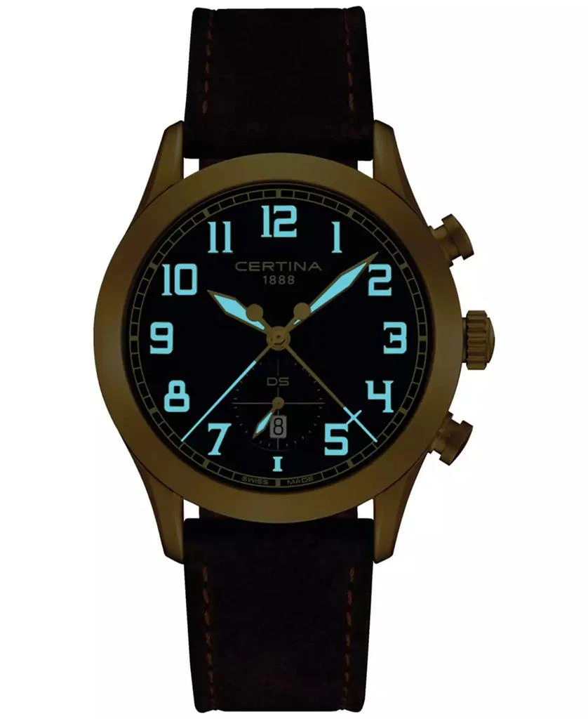 Certina Men's Swiss Chronograph DS Pilot Brown Strap Watch 43mm 5