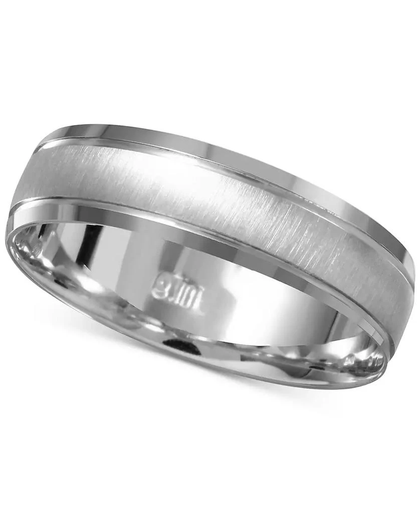Macy
s Men
s Beveled Edge Satin Finish Comfort Fit Wedding Band in 14k White Gold