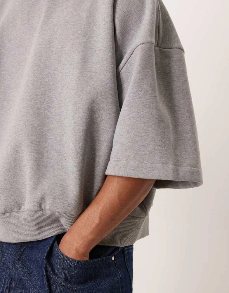 ASOS ASOS DESIGN premium heavyweight extreme oversized short sleeve sweatshirt in grey marl - GREY 3