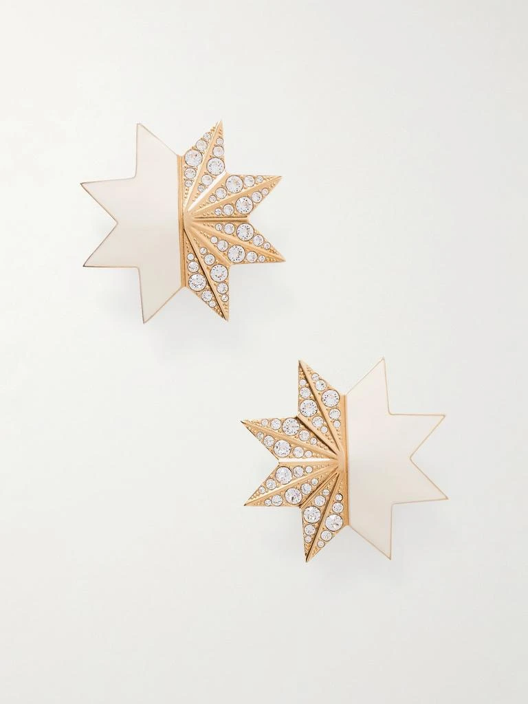 Valentino Pas Plus Gold-tone, Crystal And Enamel Clip Earrings