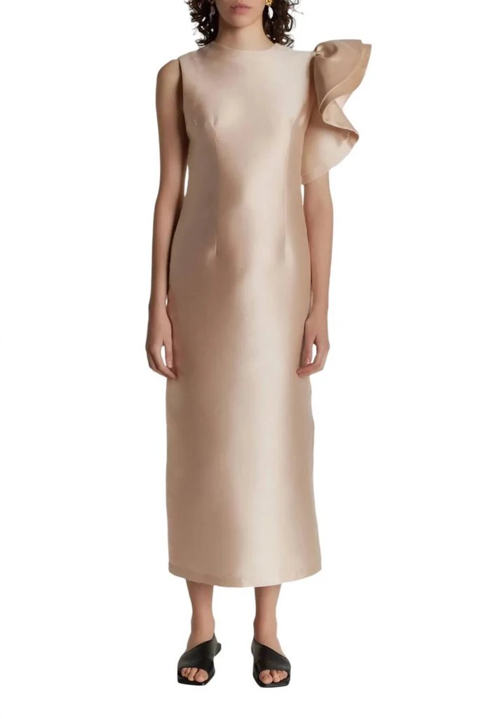 D'ESTRËE Franz Ruffle Detailing Midi Dress In Nude 1