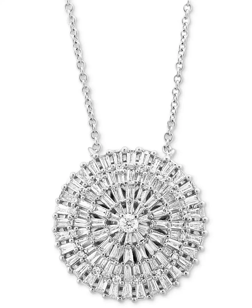 Effy EFFY® Diamond Round & Baguette Circle Cluster 18" Pendant Necklace (1 ct. t.w.) in 14k White Gold 3
