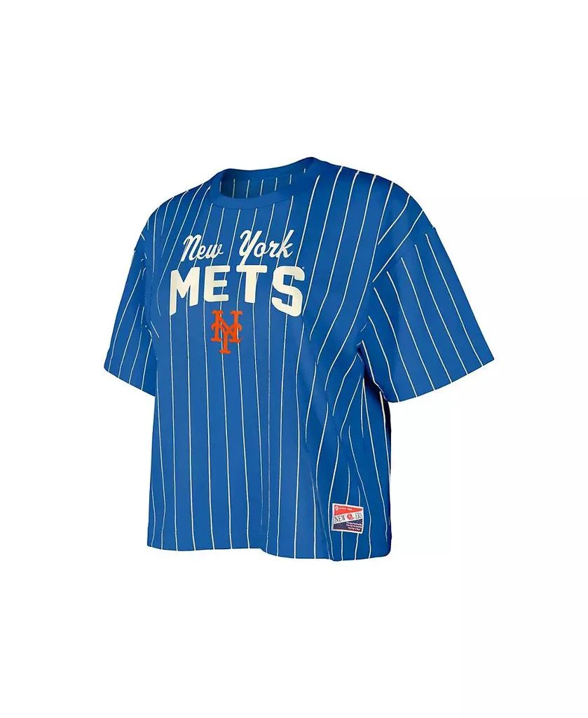 New Era Women's Royal New York Mets Cooperstown Collection Multiplier Pinstripe Cropped T-Shirt 3