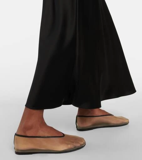 Khaite Marcy leather-trimmed mesh ballet flats 4