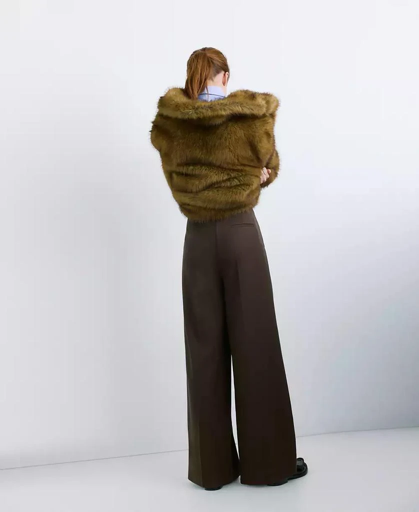 Mango Women
s Wide-Leg Mid-Rise Pleated Pants 4