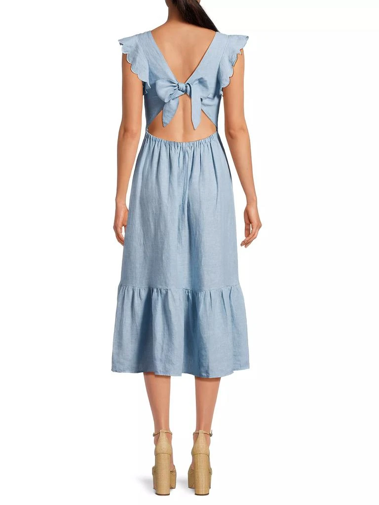 Birds of Paradis Rosa Linen Tie-Back Midi-Dress 5
