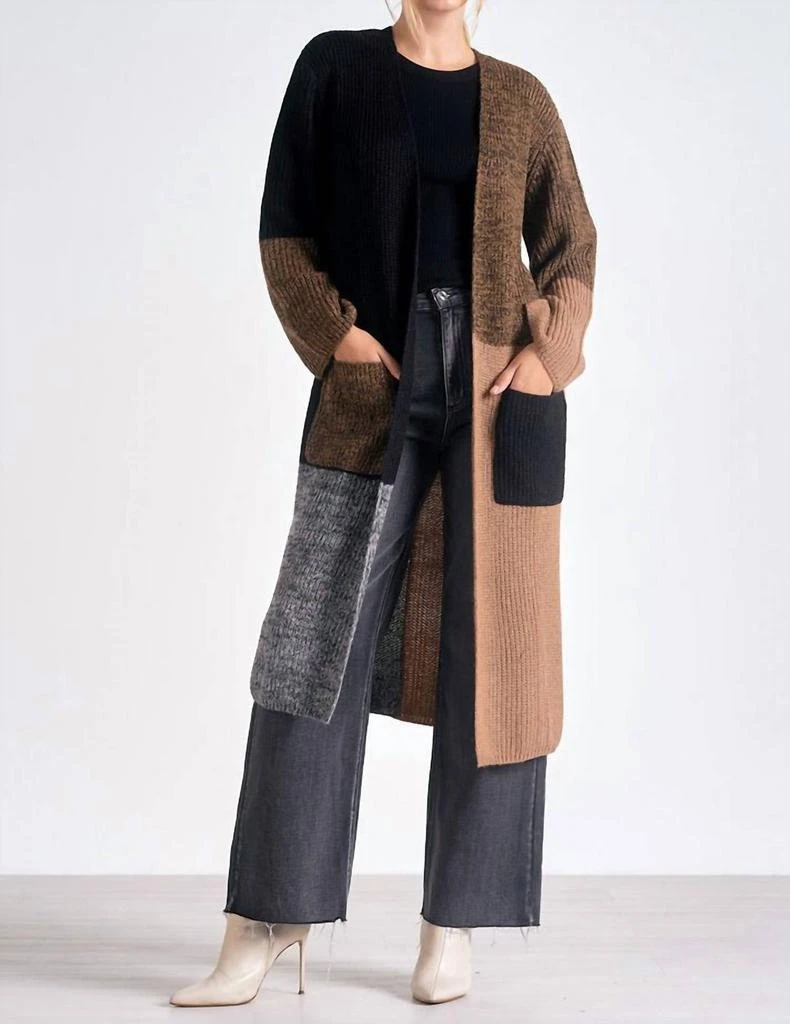 Elan Elan - Colorblock Long Cardigan 1