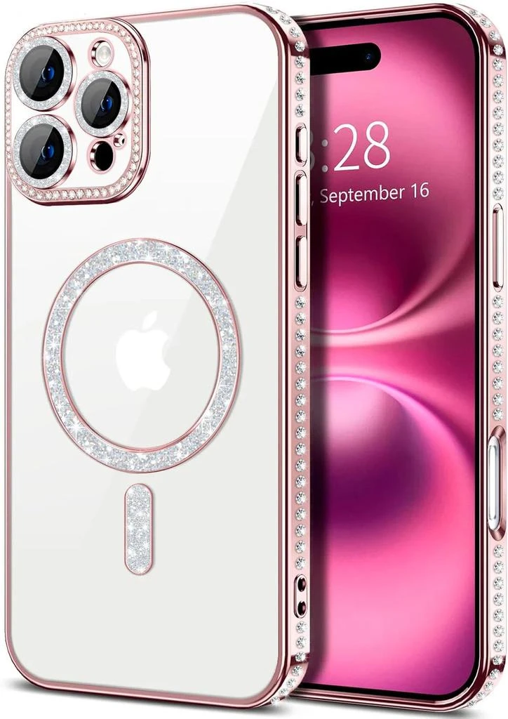 ENTRONIX Entronix [Magnetic] Case Compatible with iPhone 16 Pro Max - [Clear Back] Luxury Diamonds