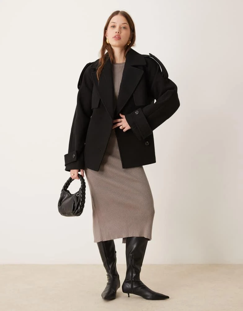 ASOS ASOS DESIGN oversized formal trench coat with strong shoulder in black 2