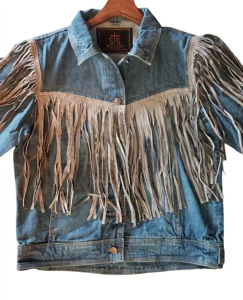 STS Ranchwear Women's Gretchen Denim Fringe Jacket In Medium Wash Denim 5