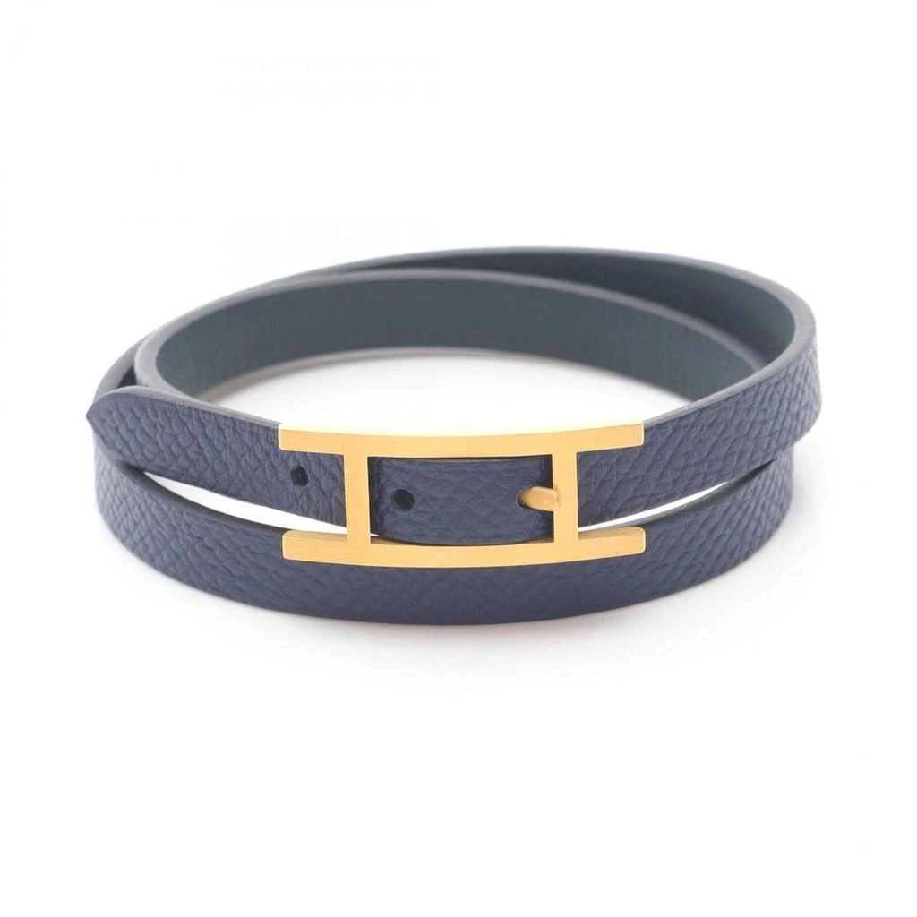 Hermes gold Navy Epsom Leather gold Swift Leather Charm Bracelet (Pre-Owned)