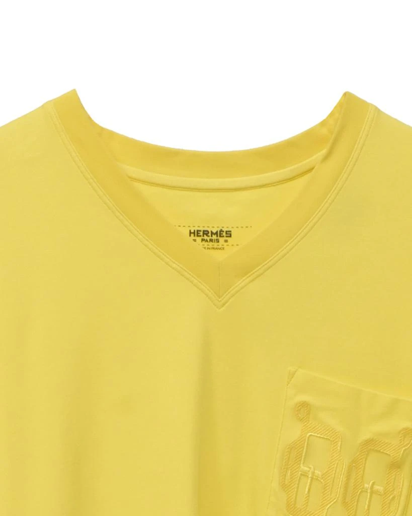 Hermes Hermes V-Neck Pocket T-Shirt in Yellow Cotton 3