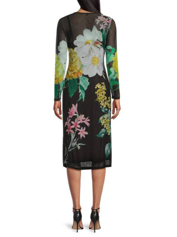 Karl Lagerfeld Paris Floral Sheer Sheath Midi-Dress 2