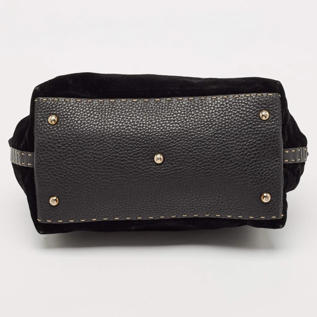 Fendi Fendi Black Selleria Leather and Velvet Adele Frame Bag 7