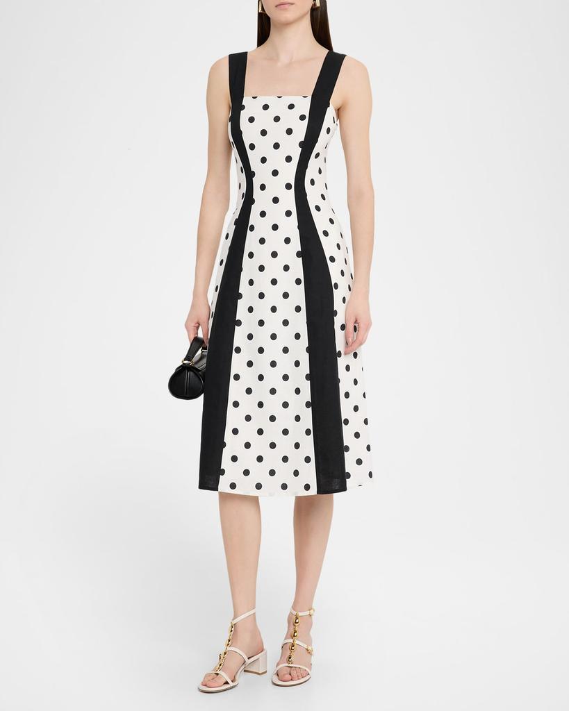 Rachel Antonoff Sloane Polka Dot Colorblock Midi Dress