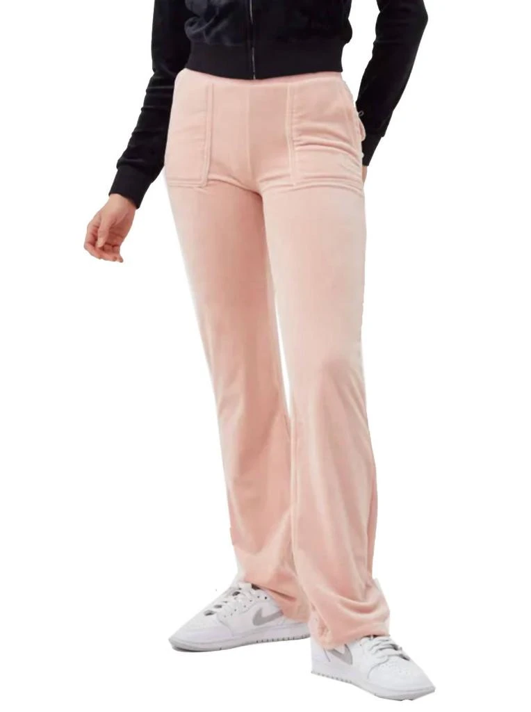 Juicy Couture Velour Del Rey Pant In Silver Pink 1