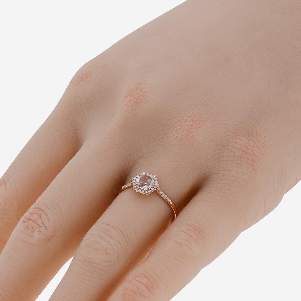 Suzanne Kalan Suzanne Kalan 14K Rose Gold Diamond and White Topaz Ring sz 6.25 PR529-RGWT