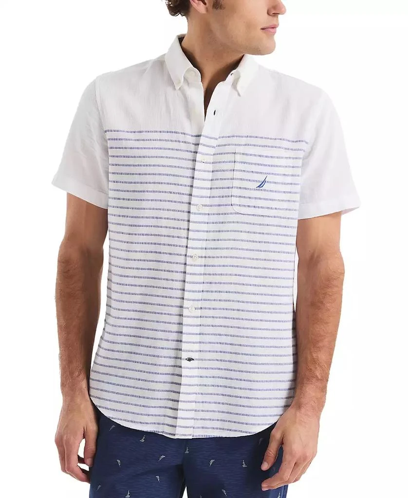 Nautica Men's Short Sleeve Button-Down Striped Shirt 1