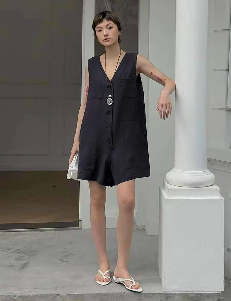 Pixie Market Linen Button Romper-PREORDER 8