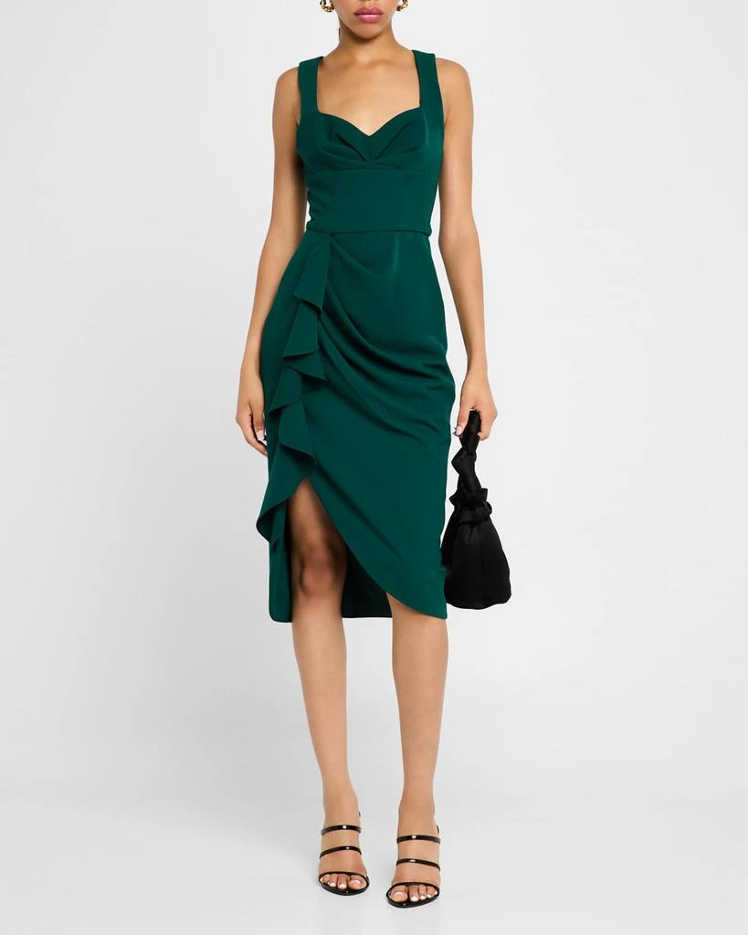 Black Halo Lucetta Sweetheart Ruffle Midi Sheath Dress 2