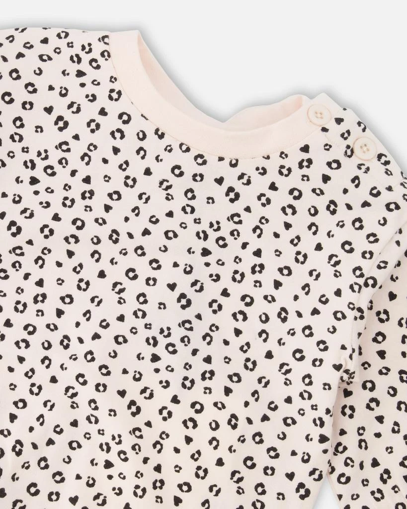 Deux par Deux Organic Cotton Jersey Sweater and Pants Set Peach Animal Print 3