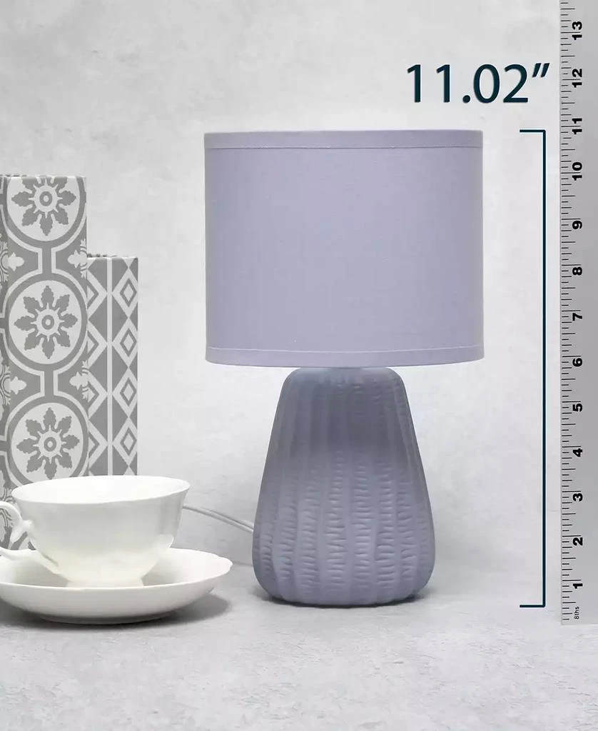 Simple Designs 11.02" Traditional Mini Modern Ceramic Texture Pastel Accent Bedside Table Desk Lamp with Matching Fabric Shade 34
