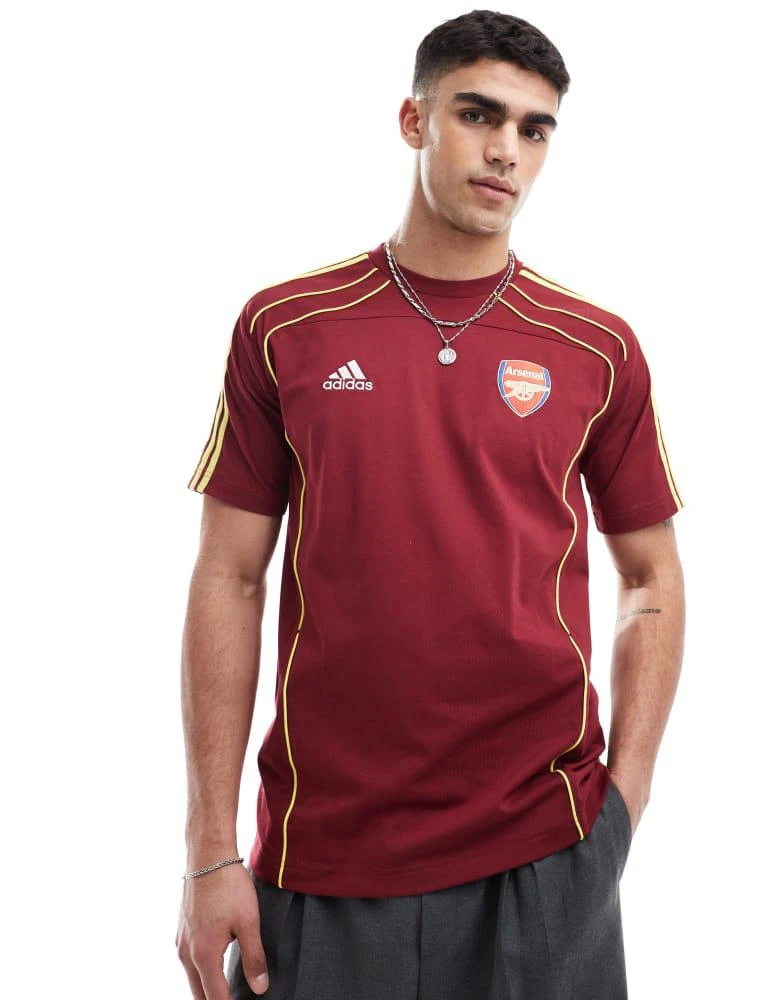 Adidas adidas Football Arsenal urban purist t-shirt in burgundy and yellow 1