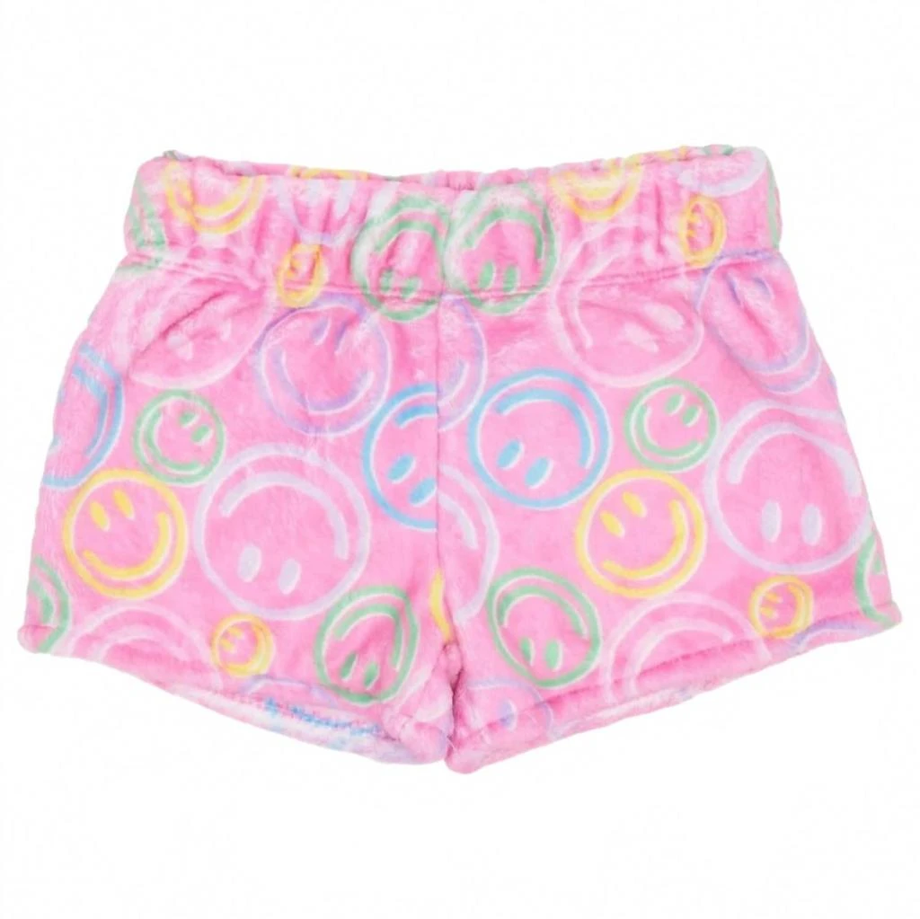 Azarhia Girls Fuzzy Shorts In Smiley Face