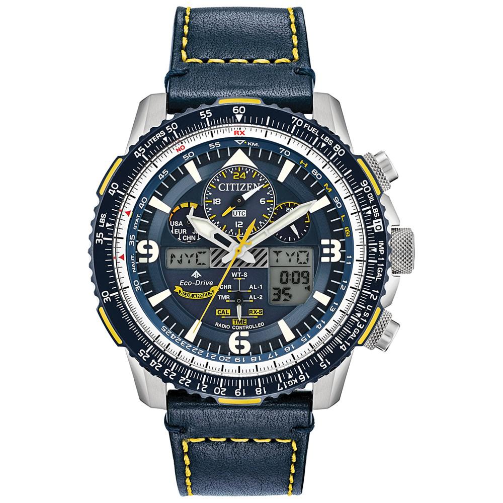 Citizen Eco-Drive Men's Analog-Digital Chronograph Promaster Blue Angels Skyhawk A-T Blue Leather Strap Watch