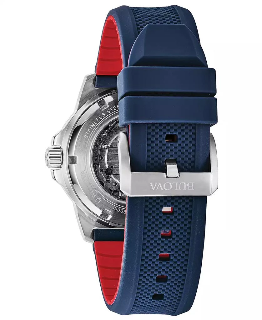 Bulova Men's Automatic Marine Star Blue Silicone Strap Watch 4