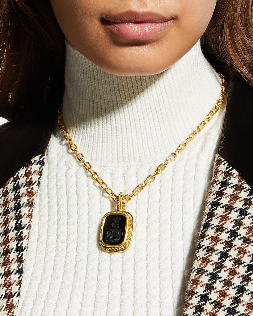 Elizabeth Locke 19K Elephant and Castle Onyx Pendant