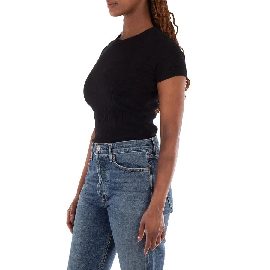 AGOLDE Ladies Black Arlo Rib Pocket Tee 2