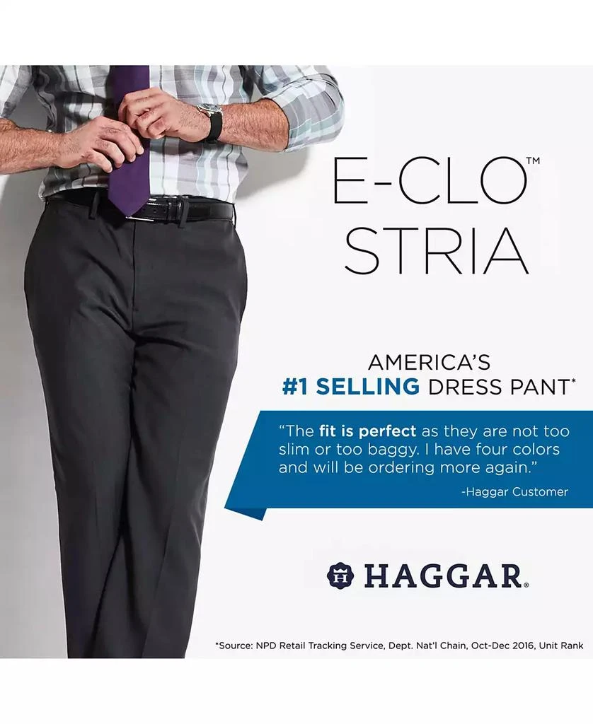 Haggar Men's Eclo Stria Classic Fit Flat Front Hidden Expandable Dress Pants 5