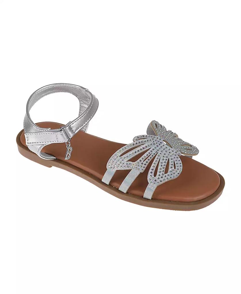 Bebe Little Girls Flat with Butterfly Rhinestone Welt Sandals