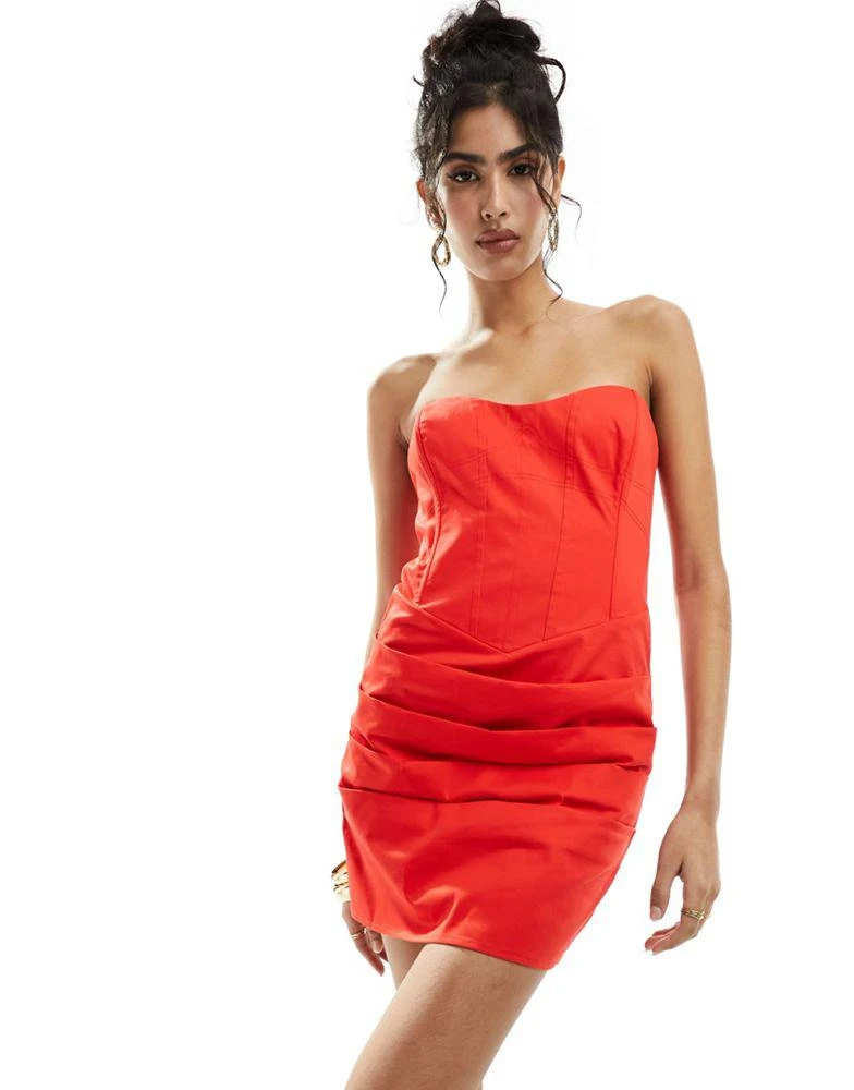 ASOS DESIGN ASOS DESIGN structured corset mini dress with boning in red 1
