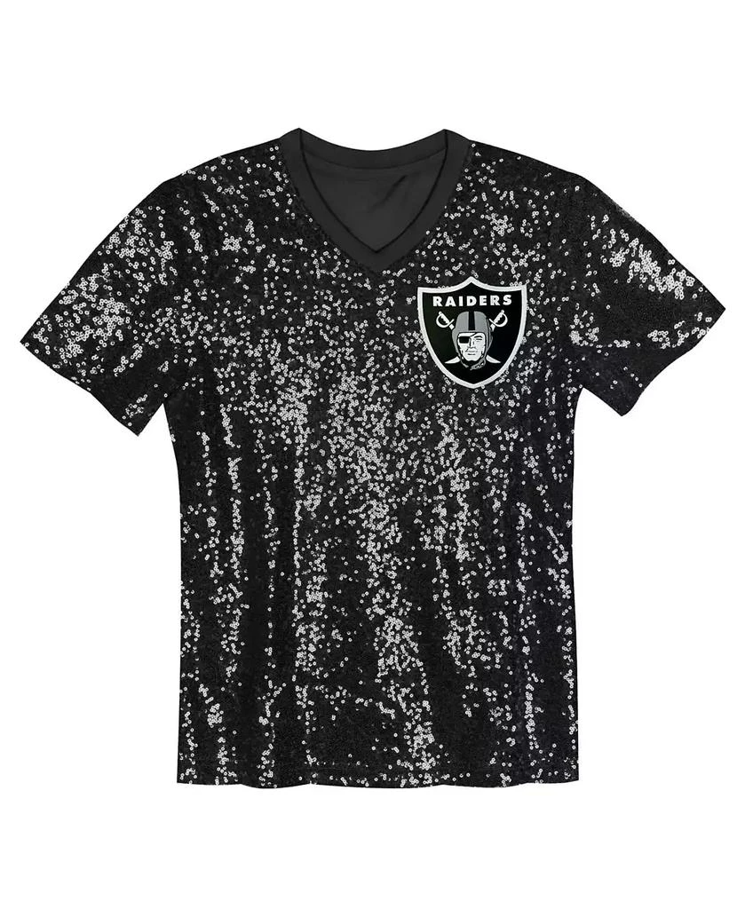 Outerstuff Big Girls Maxx Crosby Black Las Vegas Raiders Sequin V-Neck Fashion Jersey 2