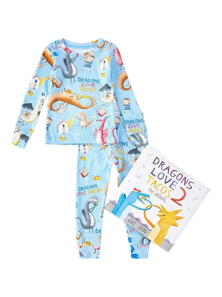 Books To Bed Boy's Dragons Love Tacos Pajamas In Blue