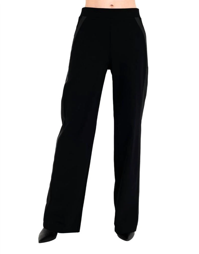 ELAINE KIM Elaine Kim - Clovis Tech Stretch Slouchy Pants With Vegan Leather Stripe 2
