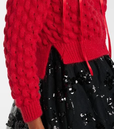 Simone Rocha Bow-detail open-knit wool-blend cardigan 5