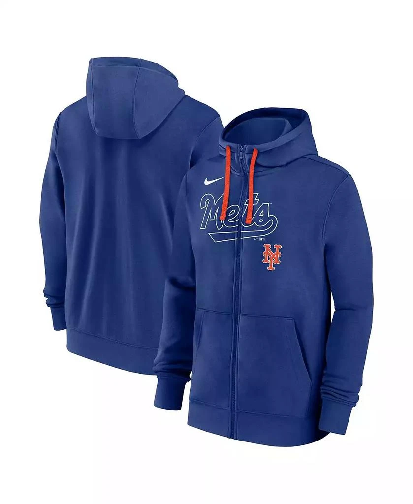 NIKE Men's Royal New York Mets Knockout Script Full-Zip Hoodie 1