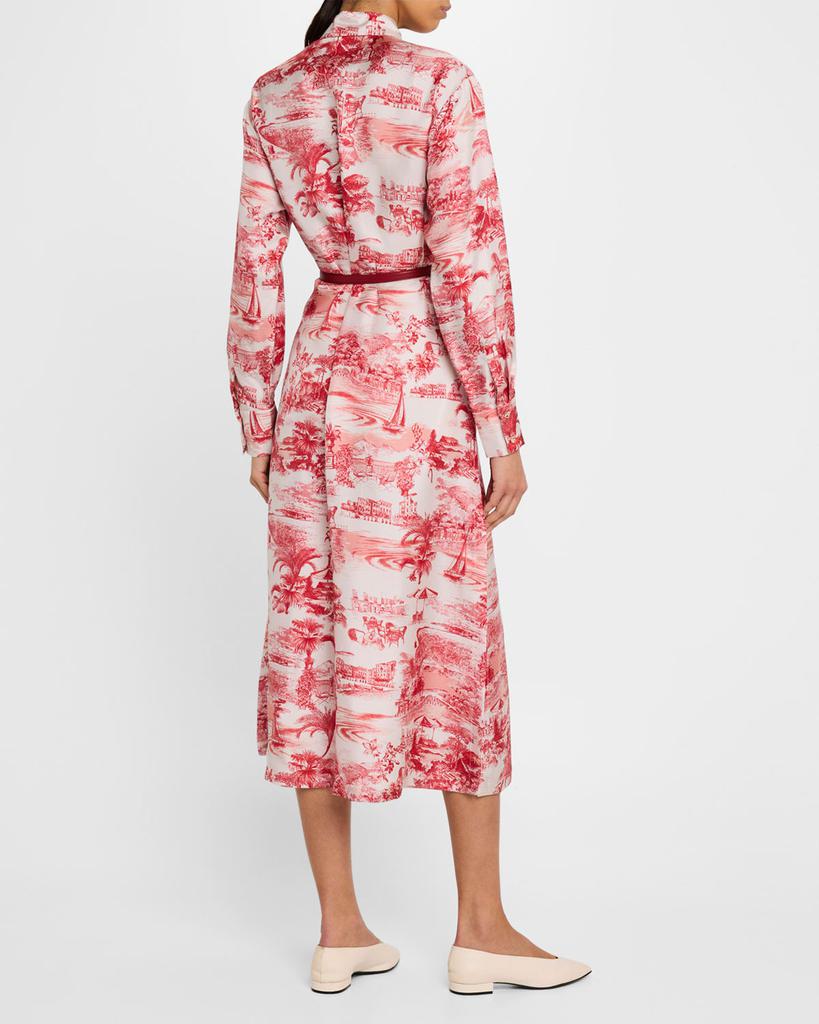 Shop Svelto Belted Toile-Print Midi Shirtdress on Sale at Shop Svelto Belted Toile-Print Midi Shirtdress on Sale at
