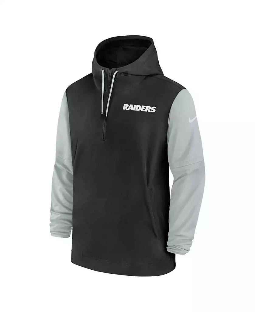 NIKE Men's Black/Silver Las Vegas Raiders 2024/25 Sideline Pre-Game Player 1/2-Zip Hoodie Jacket 3