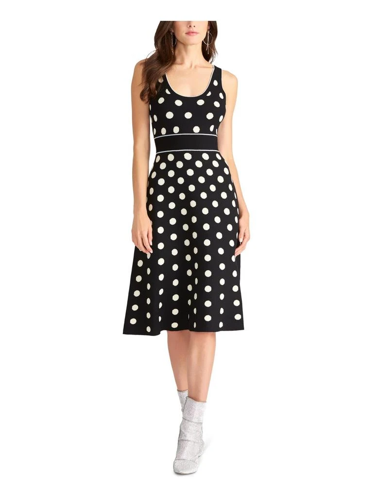 Rachel Roy Womens Polka Dot Crew Neck Midi Dress 1