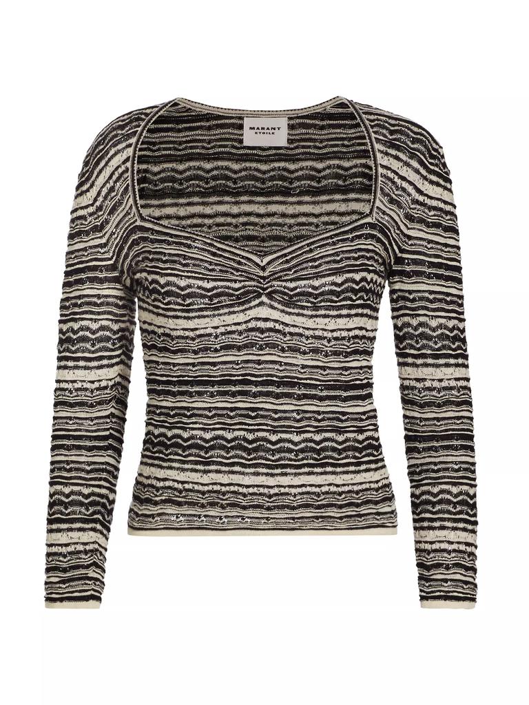 Isabel Marant Étoile Maeline Linen-Blend Knit Long-Sleve Top