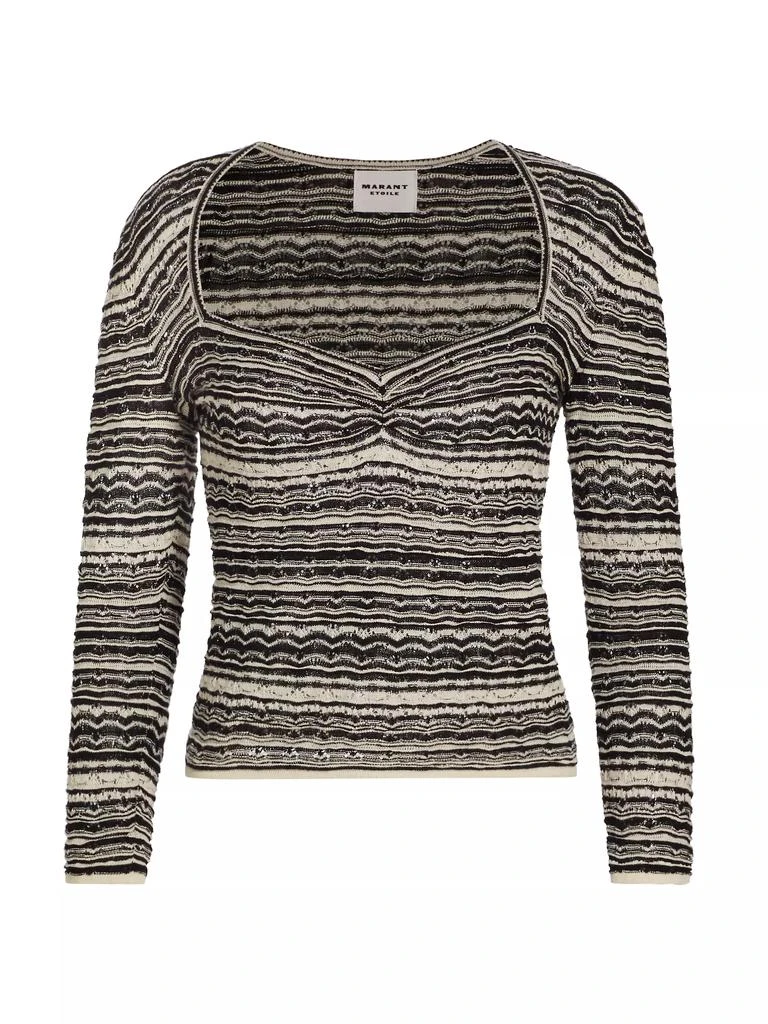 Isabel Marant Étoile Maeline Linen-Blend Knit Long-Sleve Top 1