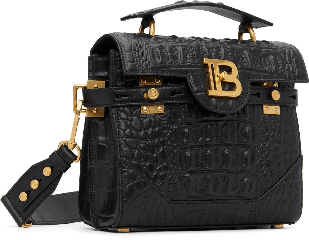 Balmain Black B-Buzz 23 Crocodile-Print Leather Bag 2