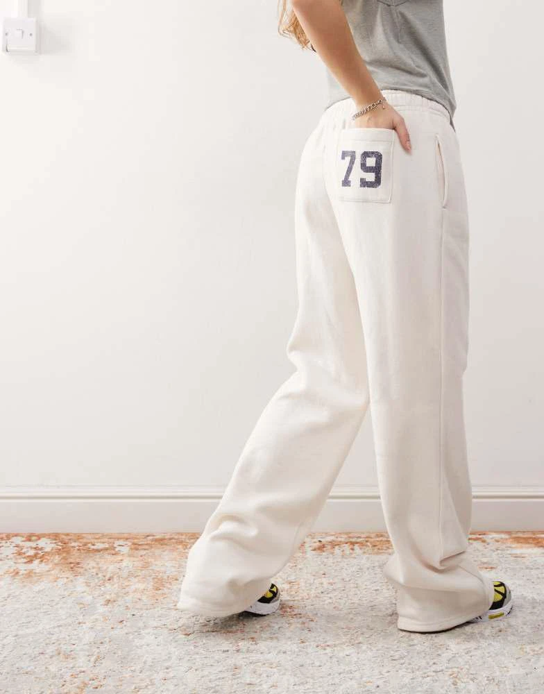 PacSun Pacsun wide leg logo joggers co-ord in cream marl 5