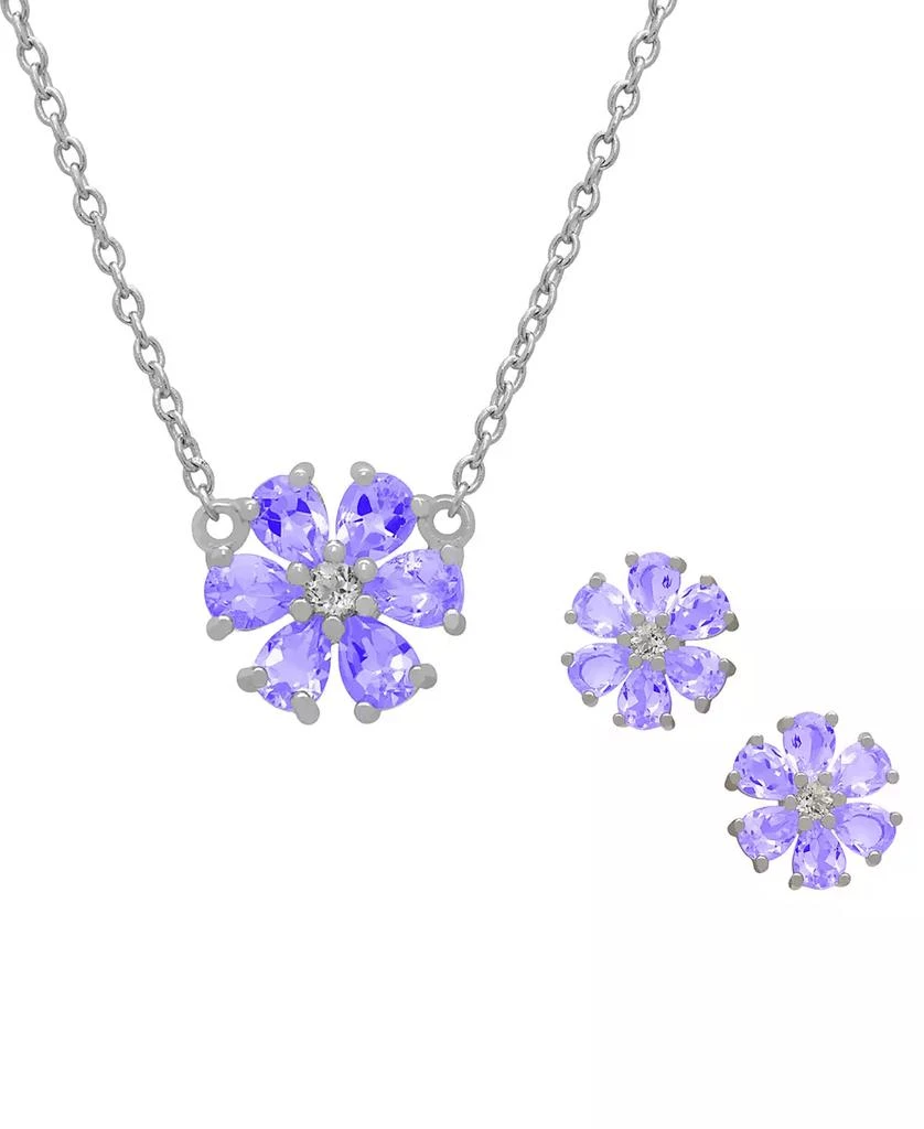 Macy
s 2-Piece Garnet (3.93 ct. t.w.) 
Amethyst (3.90 ct. t.w.) Flower Earring and Necklace Set