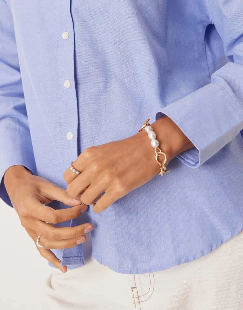 Brave Soul Brave Soul Cotton blend relaxed long sleeve shirt in blue 3