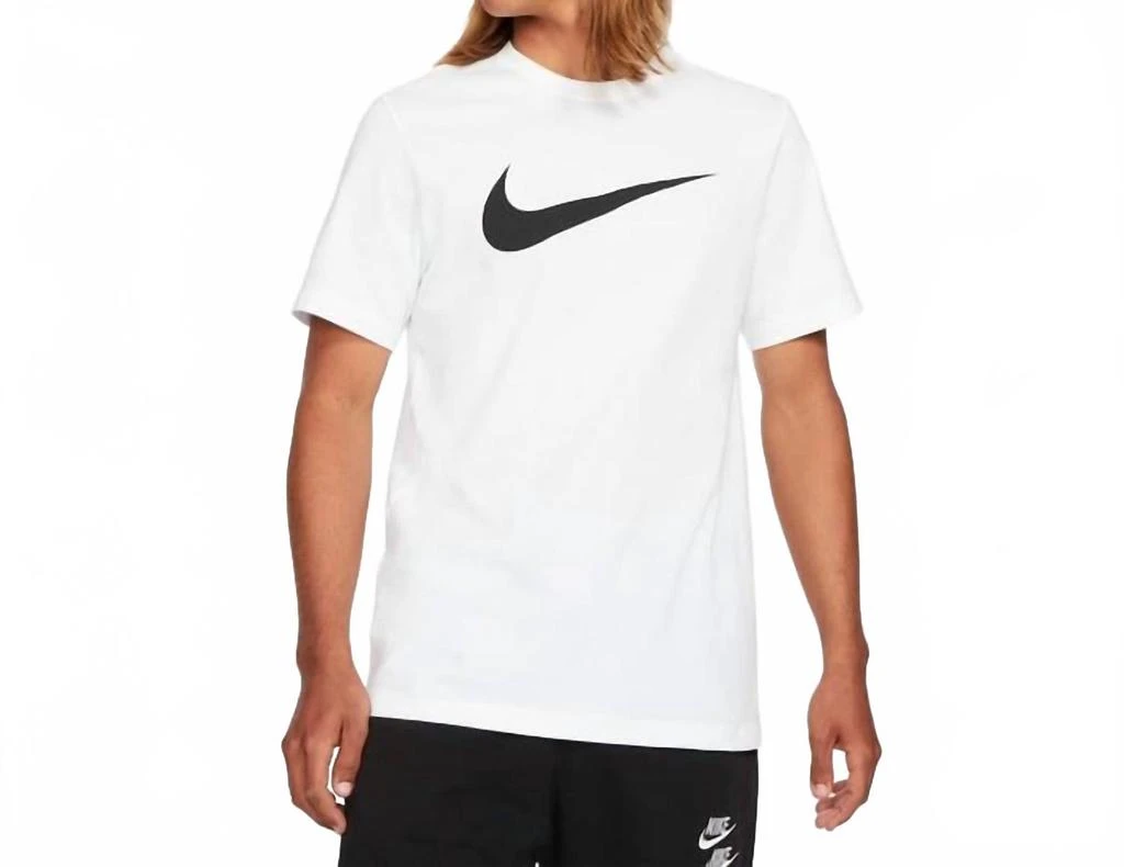 NIKE Sportswear Swoosh Short Sleeve Tee In White/black 2